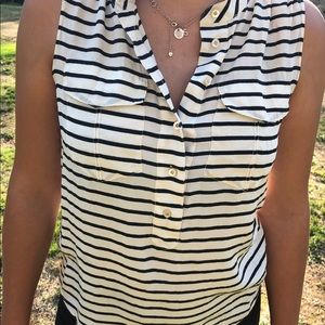 J.CREW Tan and Black Silk Blouse